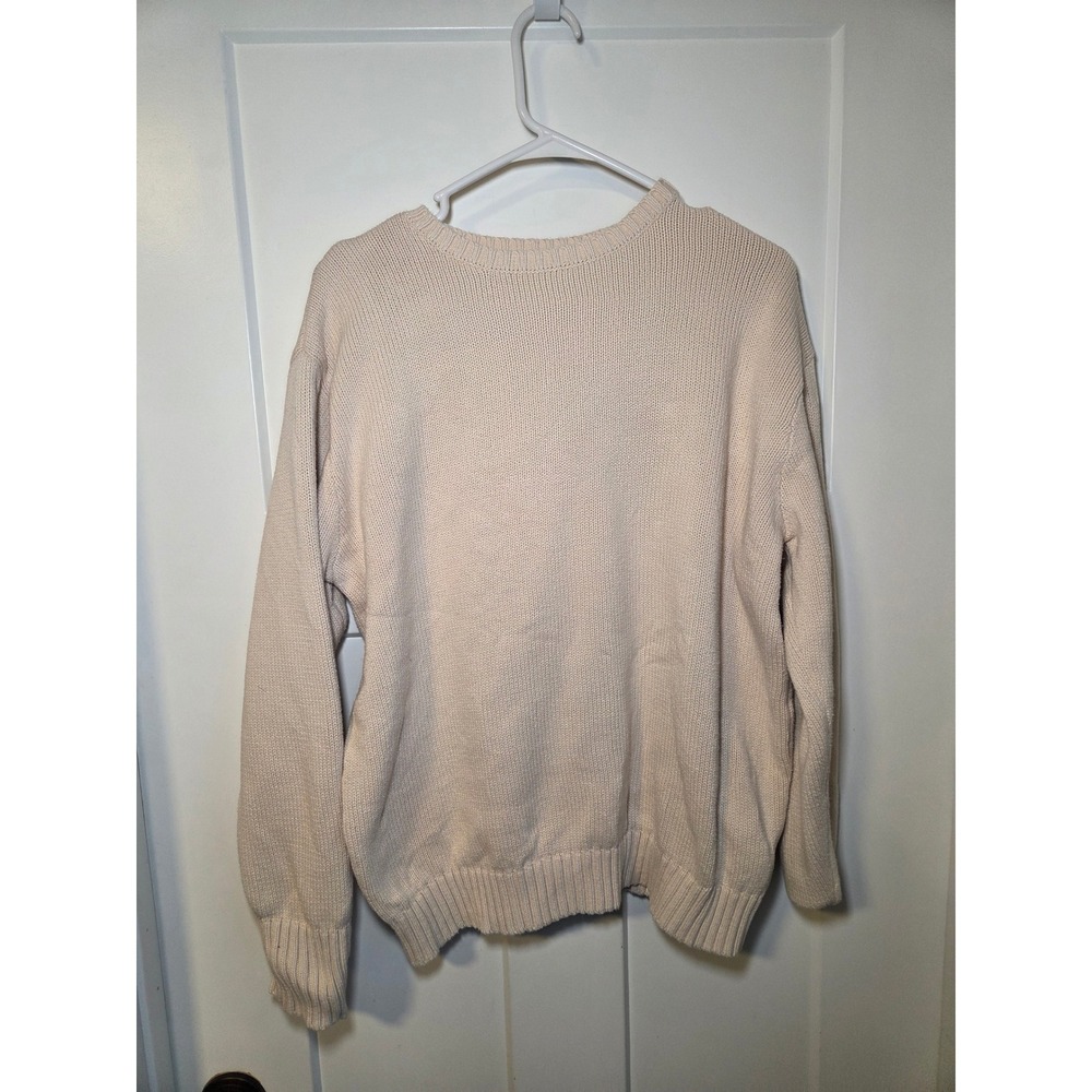Brandy Melville Cream Oversized Knit Crewneck Sweater MH320 Tan Beige One Size